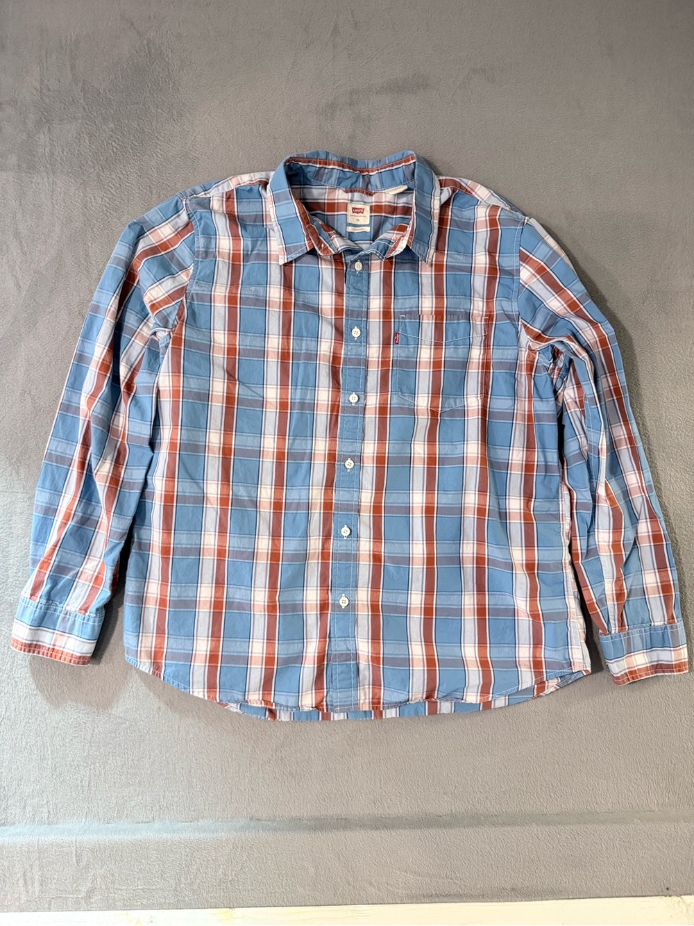 Levi's - Men’s Blue, Brown and White Plaid Button-Down Shirt